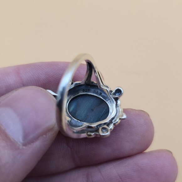 Size 7 Sterling Silver Abalone Shell And Marcasite Turtle Ring A5342 - Picture 6 of 9